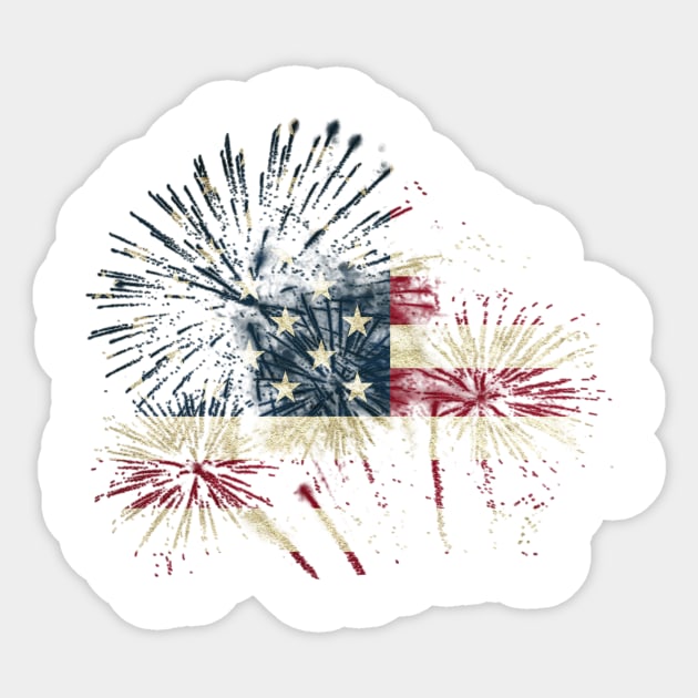 Happy July 4th American USA Flag Colorful Fireworks Sticker by TheRelaxedWolf